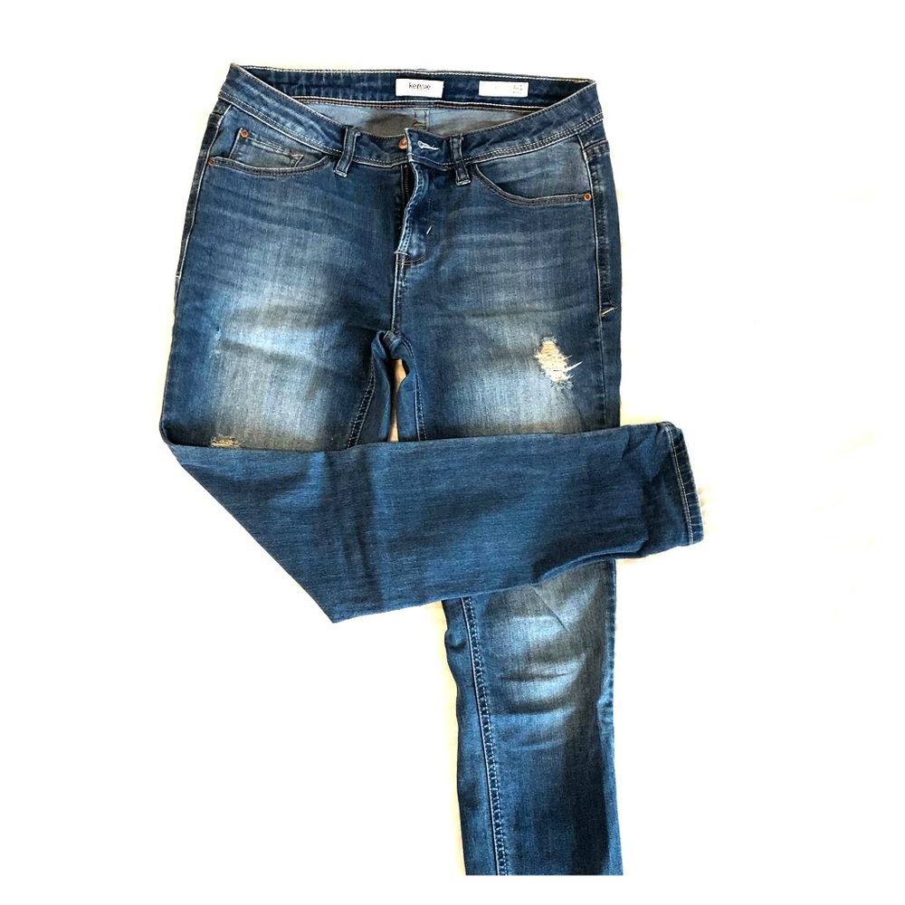 Distressed Kensie Effortless Ankle Jeans, Mid Rise